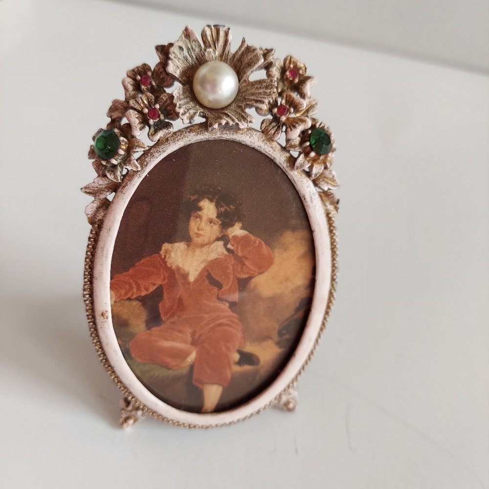 Florenza Vintage Jeweled Oval Picture Frame (boy) Faux Pearl Rhinestones…